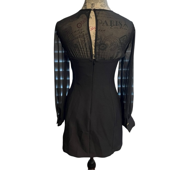 Maeve Black Long Sleeve Dress with Sheer Detail - Picture 3 of 9